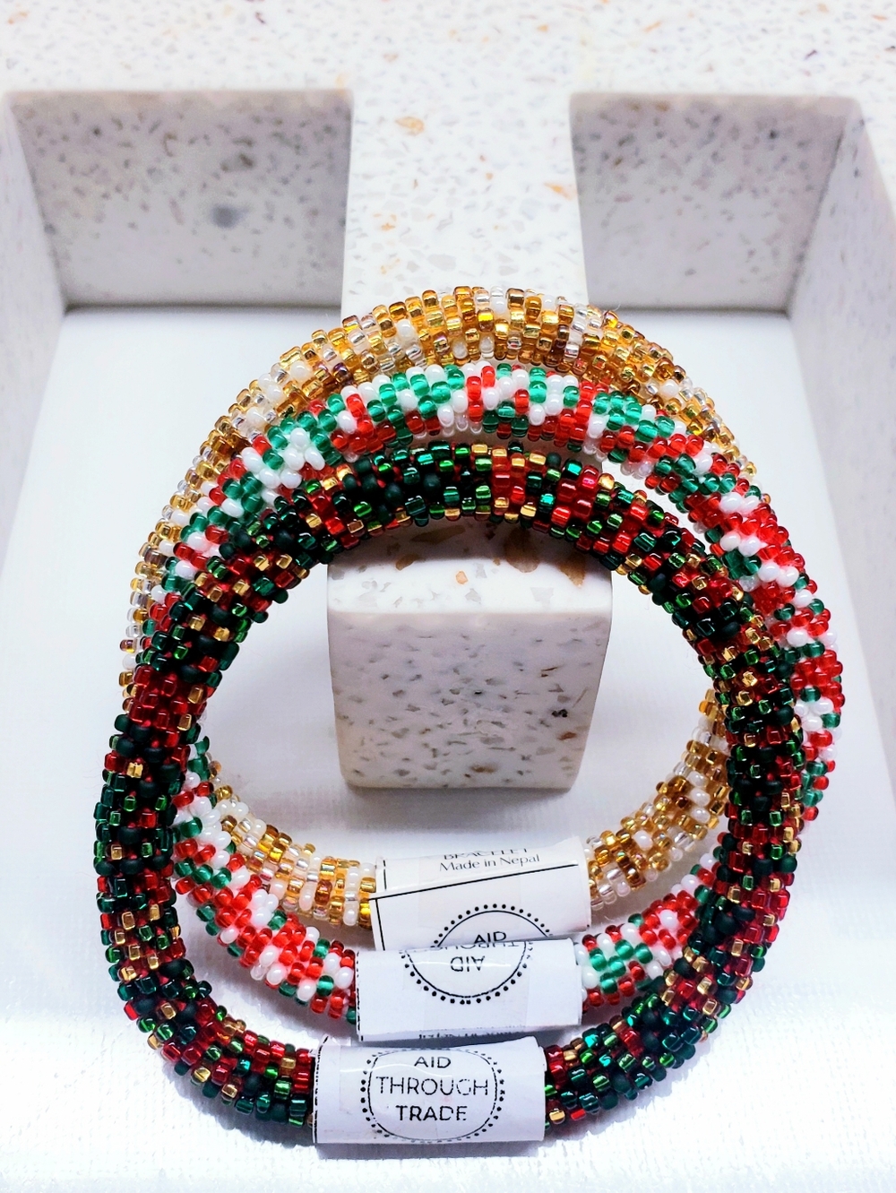 CHRISTMAS -Original Roll-On Christmas Bracelets, Set of 3 bracelets, 7" round,#6